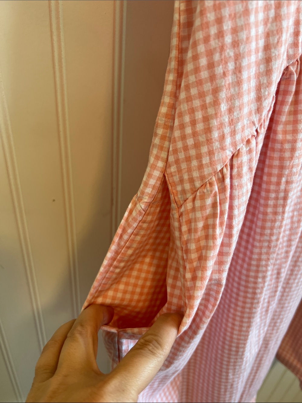 Pink Gingham Short Sleeve Farm Dress with pockets large cottagecore - Picture 4 of 8